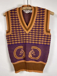 Vintage GUCCI Sleeveless Sweater Vest Golf size 44 GG Horse Head Logo Small - Picture 1 of 7