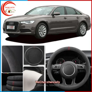 For Audi A6 Black Alcantara Car Steering Wheel Cover All Seasons Anti-skid Case - Picture 1 of 10