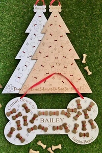 Personalised Wood Laser Cut Dog Christmas Tree Advent Calendar Pet Advent Treat - Picture 1 of 12
