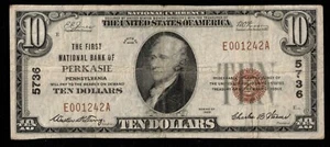 1929 $10 TY-1 THE FIRST NAT BANK OF PERKASIE PA - Picture 1 of 3