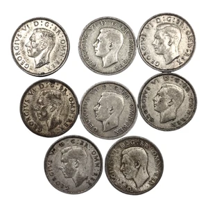 Royaume-Uni 2 Shillings argent George VI - LOT 8 monnaies années diverses KM855 - Foto 1 di 2