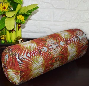 af254g Red Orange Lime FLower Cotton Canvas Yoga Bolster Cushion Cover Customize - Picture 1 of 5