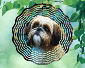 10" Colorful Shih Tzu Puppy Dog Hanging Wind Spinner Garden Yard 10rws-048 - Picture 1 of 2