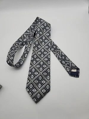 Corbata de diseñador vintage Oleg Cassini de lujo años 60 azul marino oscuro nueva de stock Foto 1 de 4