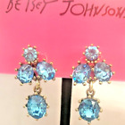 Betsey Johnson Aqua Blue Cluster Stud Earrings