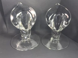 Pair of Vintage Viking Jack in the Pulpit Clear Glass Candle Holders - Picture 1 of 10