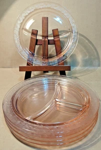 MacBeth-Evans Rosa Vertiefung Glas Hartriegel Geteilt Grill 10" Platten (5) - Bild 1 von 5