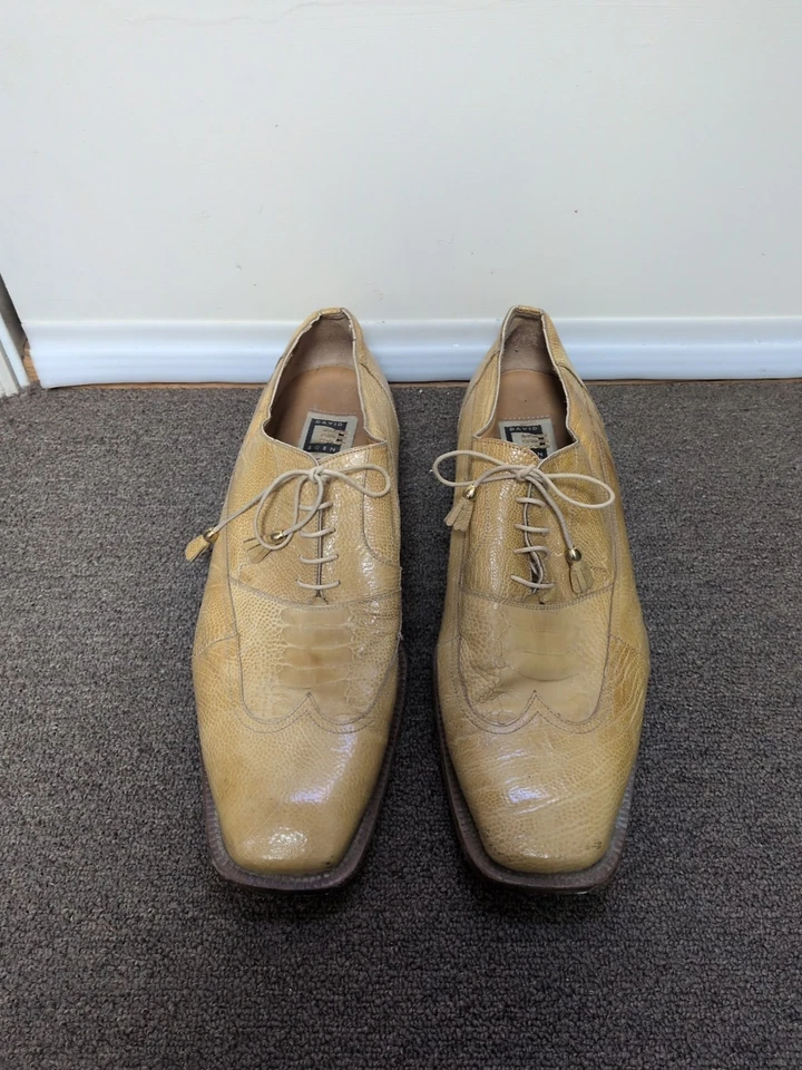 David Eden Genuine Ostrich Men Dress Shoe's Yellow Sz 14 Hand Made - Image 1 of 4