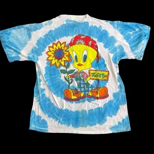 Vintage T Shirt Tweety Bird Tie Dye Unisex Tee 90s 1994 Warner Bros Size Large - Picture 1 of 16