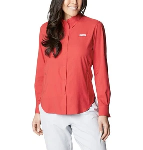 Columbia PFG Tamiami Long Sleeve Fishing Shirt Red Women’s XL Omni-Shade - Picture 1 of 12