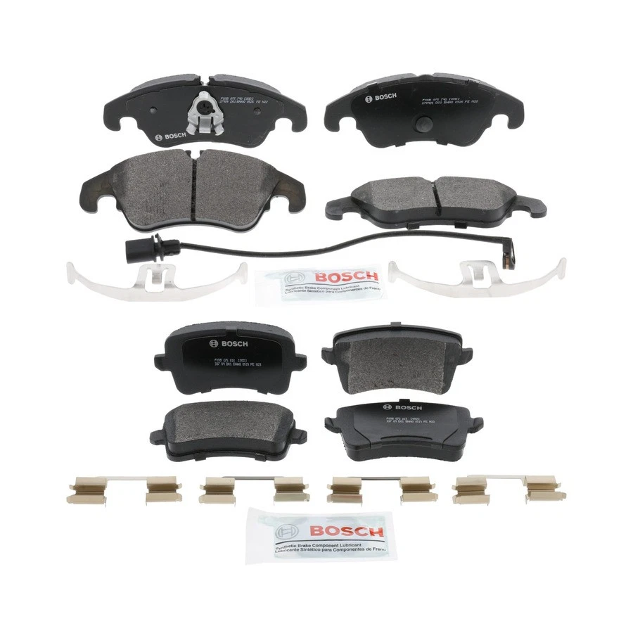 Bosch BP1322 BP1386 QuietCast Kit de pastillas de freno semimetálicas delanteras traseras Foto 1 de 4