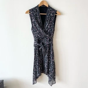 All Saints Jayda Sketch Dress Floral Front Zip Sleeveless Woman size M Mini - Picture 1 of 15