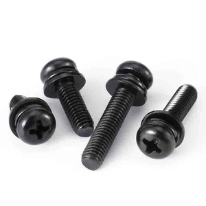 M2 M2.5 Phillips Screws Round head Combination Bolt With Washer Sems Screw Black - Picture 1 of 2