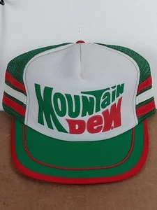 Cappello snapback vintage Mountain Dew 3 a tre righe in rete USA - Foto 1 di 7