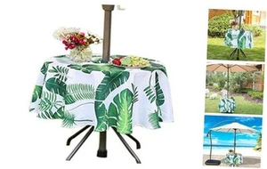 60'' Round Outdoor Tablecloth Waterproof Zippered Table Cloth with Umbrella - Picture 1 of 7