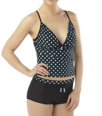 Ladies Black & Turquoise HOT HONI Boy Leg Tankini Set Size 14 - Shorts Spot New - Image 1 of 4