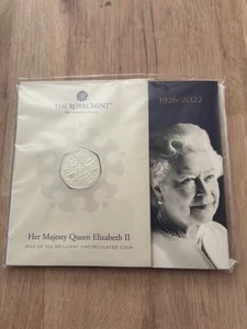 UK 2022 Her Majesty Queen Elizabeth II Memorial 50p Fifty Pence Sealed Pack BU5 - Picture 1 of 3
