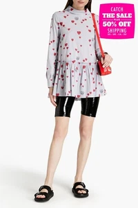 RRP€333 LOVE MOSCHINO Tunic Top IT44 US8 UK12 L Peplum Hearts Logo - Picture 1 of 6