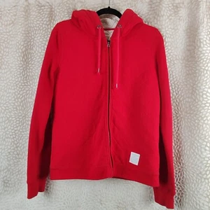 Abercrombie & Fitch Herren Large rot Sherpa durchgehender Reißverschluss Hoodie gesteppt Y2K Stil  - Bild 1 von 18