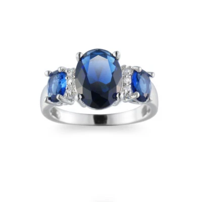 3 enormes piedras Londres topacio azul blanco topacio fuego topacio gemas plata mujer anillo talla 6-10 Foto 1 de 4