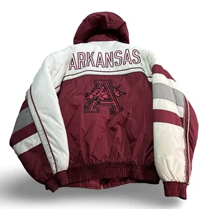 Vintage Official Fan Sportswear XXL 2XL Arkansas Razorback Puffer Jacket Rare - Picture 1 of 13