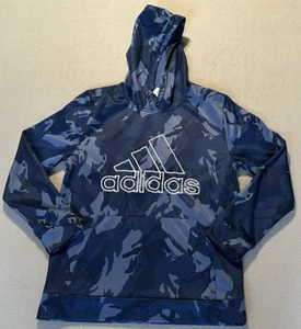 Adidas Youth XLT 18/20 Hoodie Blue Camo Long Sleeve Pullover Casual - Picture 1 of 12