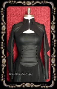 Lippenbekenntnis Gangsta Pranksta Goth Steampunk Silber Nadelstreifen Kragen Achselzucken L - Bild 1 von 4