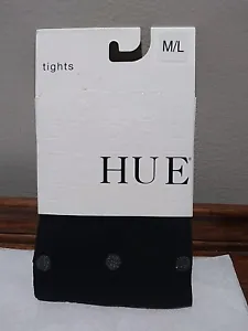 New Hue Brand 2 Pairs Women's Black Tights Size M/L Metallic Dot/Black - Picture 1 of 3