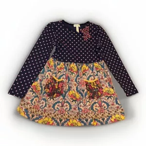 Matilda Jane Rowan Dress Girls Friends Forever Size 6 EUC Floral Polka Dot Bow - Picture 1 of 9