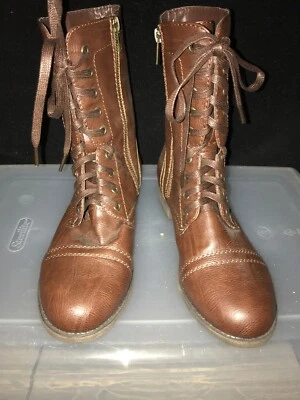 Rampage Ladies Lace Up Brown Mid Calf Boots “Jepson” Size 7.5 - Image 1 of 4