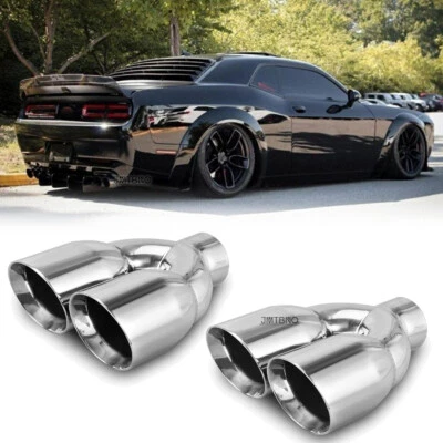 Dual Exhaust Tip 2.5" Inlet 3.5" Outlet 9.5" Long For Dodge Challenger 2008-2023 - Image 1 of 4