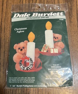 1987 Dale Burdett Christmas Felt Kit Chirstmas Aglow NIP OS Makes Two Bears - Picture 1 of 4