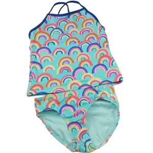 SPOTTED ZEBRA Resort Swimwear 2 Pc SMALL(6-7) Girls Tankini Crossback Raibow - Picture 1 of 8