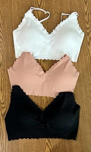 Women’s Bralettes Scalloped Medium White Black Pink 3 New - Picture 1 of 6