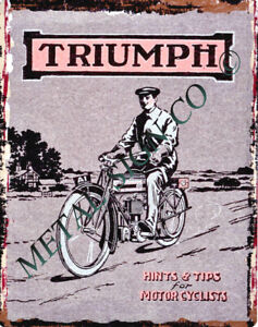 small TRIUMPH CYCLE ADVERT metal wall sign motorbike garage shed shop room art