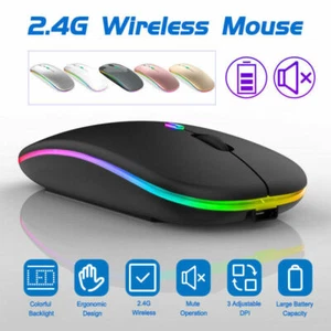 Bluetooth PC Maus Kabellos und Funk für Computer MAC Aufladbare leise Maus LED - Bild 1 von 12