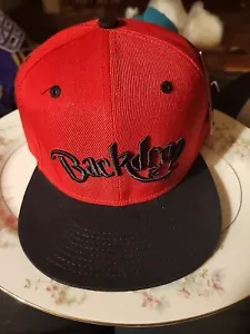 Flat Fitty Backfrop Red Black Ball Cap Hat Sz 7 1/2 - Picture 1 of 2