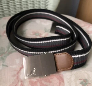 KANGOL WEBBING BELT L / XL ADJUSTABLE LENGTH BLACK GREY MULTI + METAL BUCKLE - Picture 1 of 4