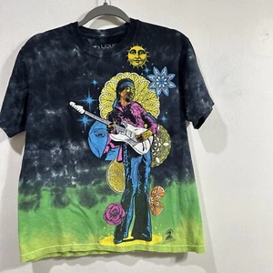 Jimi Hendrix Kids Jamming, Stars, Moon, Sun, Tie Dye Trippy, Blue, Green, SZ S - Picture 1 of 6