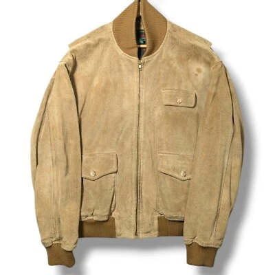 Ralph Lauren Polo Country Suede Jacket Mens Large Brown 100% Leather Bomber VTG - Image 1 of 4