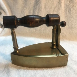 Antique Brass Slug Box Iron Kitchen Tool Pod Wood Handle GG - Picture 1 of 6