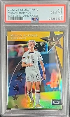 Megan Rapinoe 2022-23 Panini Select FIFA Select Stars Gold #03/10 USWNT PSA 10 - Image 1 of 2