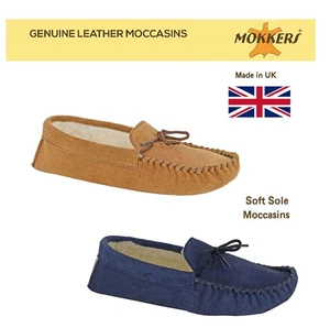 Mens MS161 Warm lined Real suede leather Moccasins soft suede sole, Made in UK - Picture 1 of 6