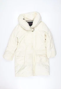 Betsey Johnson Womens Ivory Mid-Length Puffer Jacket Size M Hooded - Picture 1 of 12