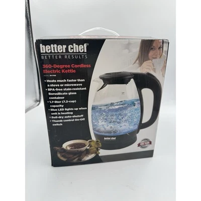 Hervidor eléctrico LED inalámbrico 360 grados de vidrio Better Chef de 1,7 litros nuevo en caja Foto 1 de 4