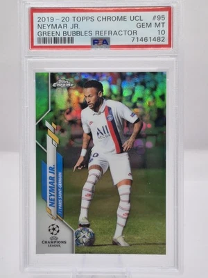 Коллекционные бейсбольные карточки 2019–20 Topps Chrome UCL — Neymar Jr #95 Green Bubbles Refractor PSA 10 - Изображение 1 из 2