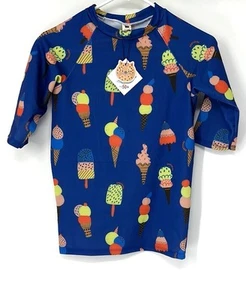 Bartulos NWT boys Size 10 rash guard swim top Blue Ice Cream Print Swimwear - Picture 1 of 7
