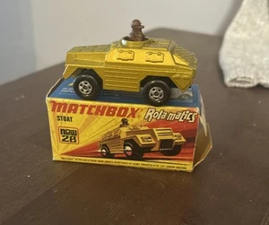 New Mint! Vintage Diecast Matchbox Superfast #28 Rolamatics STOAT Gold With BOX - Picture 1 of 3