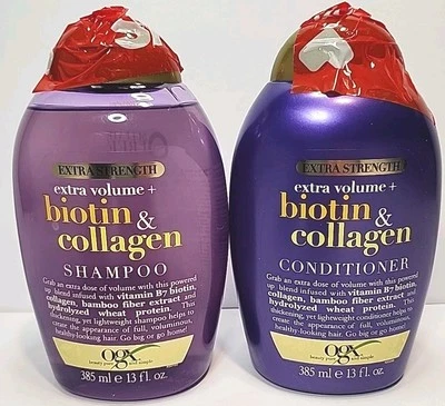 OGX Extra Strength & Volume Biotin Collagen Shampoo + Conditioner, 13 fl oz Hair - Image 1 of 4