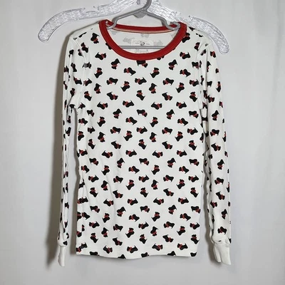 Crewcuts Girls Size 10 Scottie Dog Pajama Top Long Sleeve White Black Red - Image 1 of 4
